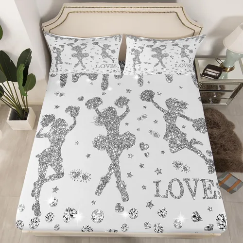 Vista 40 de Erosebridal Sábana bajera ajustable de gimnasia con bolsillo profundo para niñas y niños, tamaño individual, juego de ropa de cama deportiva