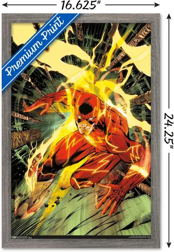 Vista 3 de Trends International DC Comics - Póster de pared de The Flash - Spears, 14.725 x 22.375 pulgadas, versión enmarcada de madera de granero