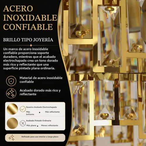 Vista 5 de Candelabros de cristal para comedor Candelabro moderno rectangular Iluminación colgante contemporánea Fijo de luz lineal dorado 17 luces rectangular