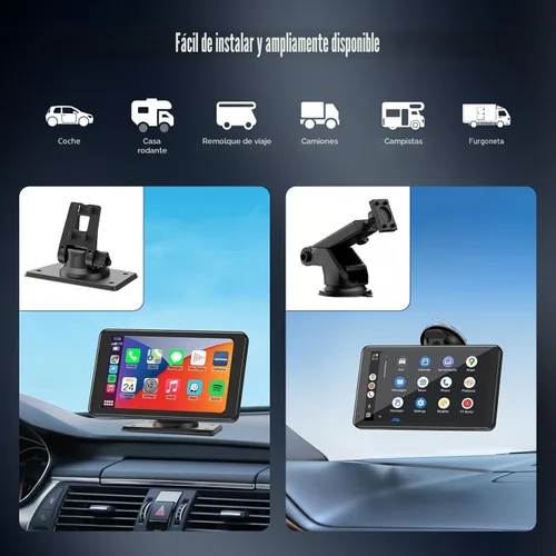 Vista 9 de Pantalla Carplay inalámbrica para coche de 7" HD portátil, estéreo de coche con pantalla táctil con Apple CarPlay y Android Auto con Mirror