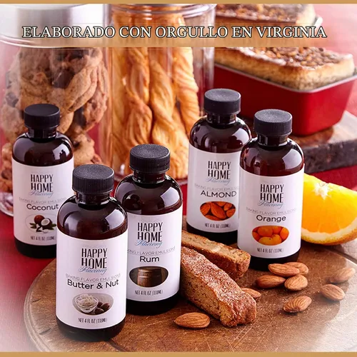 Vista 7 de Happy Home Emulsión de sabor a mantequilla de imitación y nuez para hornear, certificado Kosher, 4 onzas.