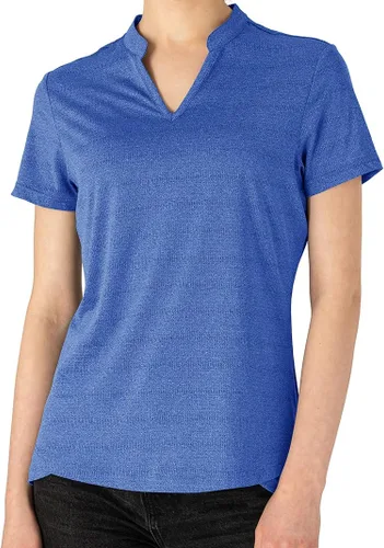 Vista 2 de YSENTO Camisas polo de golf Dry Fit para mujer, manga corta, cuello en V, sin cuello, ropa