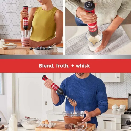 Vista 3 de BLACK+DECKER Kitchen Wand - Batidora de inmersión inalámbrica, juego de múltiples herramientas 3 en 1, batidora de mano con base de carga, batidor