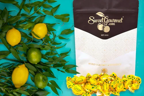 Vista 6 de SweetGourmet Caramelo duro con sabor natural relleno de limón siciliano, envuelto individualmente, 1 libra