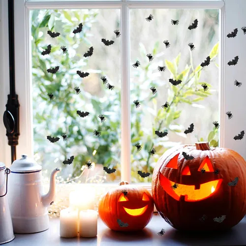 Vista 5 de 200 piezas de mini arañas murciélagos decoraciones de Halloween, incluye murciélagos de plástico y arañas falsas, broma espeluznante de miedo