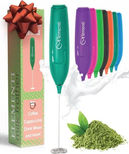 Vista 9 de Elementi Potente Varita Espumadora – Espumador de Leche Ligero y Mezclador de Bebidas Manual, Batidor Matcha para Lattes de Ensueño, Potente Varita