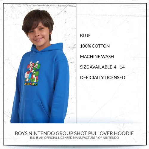 Vista 5 de Nintendo Super Mario Bros Clothing - Sudadera con capucha de Mario Kart para niños Azul gris