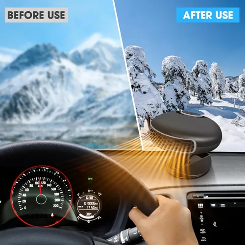 Vista 6 de Calentador y descongelador portátil para automóvil de 12 V y 150 W, ventilador de calentamiento y enfriamiento rápido 2 en 1, rotación de 360°