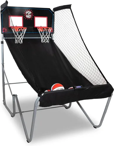 Vista 6 de Pop-A-Shot - Home Dual Shot Juego de baloncesto arcade para el hogar Aro de puntuación con sensor, 16 modos de juego, 7 bolas Plegable para un