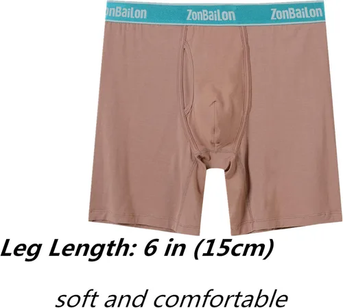 Vista 7 de Ropa interior de bambú para hombre, calzoncillos tipo bóxer con bolsa para bragueta M, L, XL, 2XL, 3XL