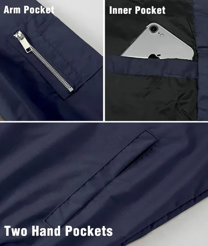 Vista 5 de HJWWIN Men's Slim Fit Lightweight Softshell Flight Bomber Jacket Spring Fall Coat with Pockets