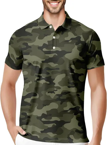 Vista 8 de HIVICHI Camisas de golf divertidas para hombre con patrón estampado loco colorido y novedad de alto rendimiento que absorbe la humedad, camisa tipo