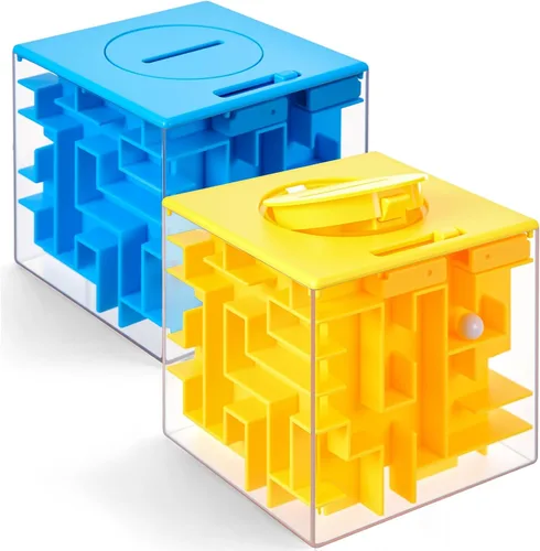 Vista 8 de Patelai Caja de regalo con rompecabezas de laberinto para dinero de 2 piezas, 7.7 cm Caja de regalo con rompecabezas de laberinto para dinero