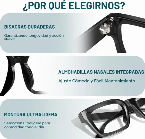Vista 7 de Square Blue Light Glasses for woman Chunky Oversized negro (Black&Clear)