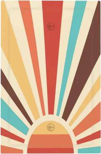 Vista 2 de Placa de pared abstracta con diseño de amanecer retro, arco iris, puesta de sol, sin dispositivo, placa de pared decorativa en blanco, placa frontal
