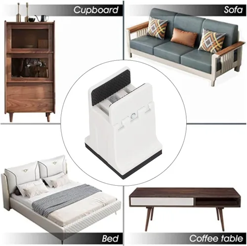 Vista 4 de Srliya 4 elevadores de mesa para cama, elevadores de muebles ajustables con abrazadera de tornillo, elevadores de muebles resistentes para sofá