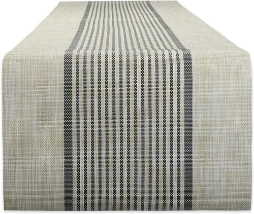 Vista 10 de DII Mantel individual tejido de PVC con rayas de granja negra