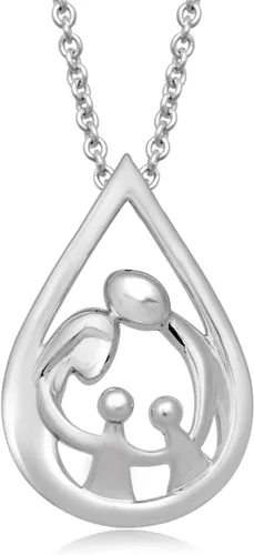 Vista 41 de Jewelili - Collar con colgante de plata de ley o oro rosa o amarillo sobre plata, cadena de eslabones de 18 pulgadas