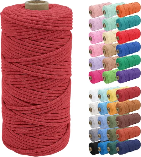 Vista 61 de JeogYong Cuerda de macramé de 0.157 in x 109 yardas, cuerda trenzada de algodón natural, cuerda de macramé para bolsas de ganchillo, colgar