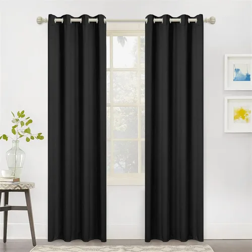 Vista 8 de MYSKY HOME Cortinas opacas negras para dormitorio, cortinas opacas de 84 pulgadas de largo para sala de estar, 2 paneles con aislamiento térmico