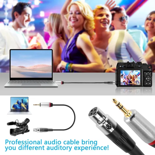 Vista 3 de CERRXIAN Mini XLR hembra a 0.138 in cable de audio estéreo de 3 pines Mini XLR hembra a 1/8 pulgadas TRS cable adaptador conector para conversión