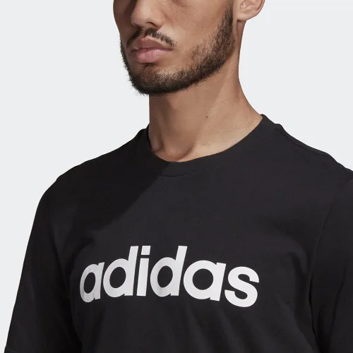 Vista 6 de adidas Camiseta con logotipo lineal bordado Essentials para hombre, Negro