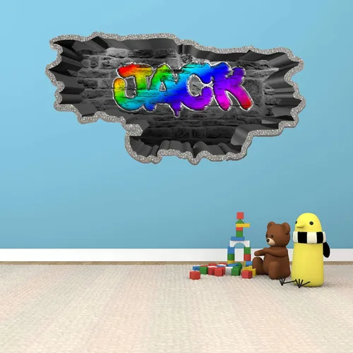Vista 2 de Calcomanía de pared de graffiti con borde de hormigón profundo, calcomanía de vinilo personalizada (MYS107-S)