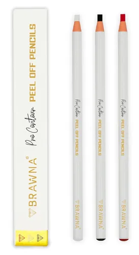 Vista 6 de Brawna Paquete de 6 lápices de cejas Pro Peel Off para mapeo de labios y cejas, suministros de microblading, color blanco