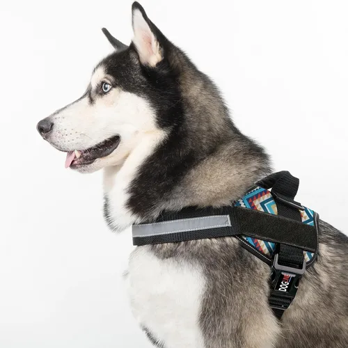 Vista 5 de Dogline Arnés para perro, chaleco reflectante ajustable sin tirones con asa para caminar, entrenar, transpirable, arnés sin estrangulamiento