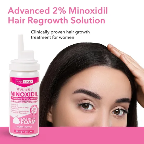 Vista 8 de Hair Regen Minoxidil Foam para mujeres 5% - Tratamiento de crecimiento del cabello para mujer - Minoxidil espumoso tópico para mujeres - Ideal