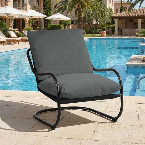 Vista 3 de Peace nest Silla decorativa moderna, sillón tapizado suave con marco de metal resistente, cómoda silla de descanso para sala de estar, dormitorio