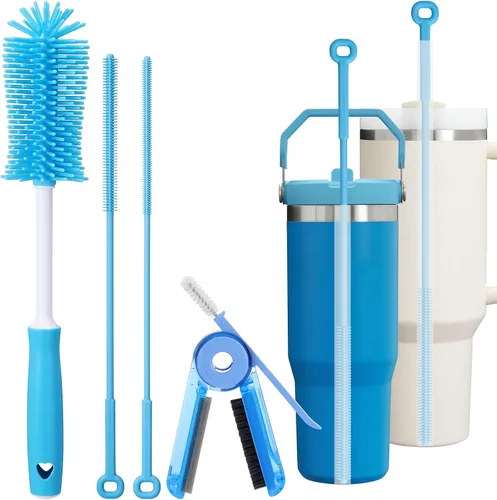 Vista 10 de Paquete de 3 cepillos limpiadores de botellas de agua, juego de limpieza para botellas de agua deportivas, biberones, vasos, cepillo limpiador