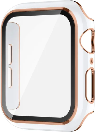 Vista 19 de Adepoy Paquete de 8 fundas con protector de pantalla de vidrio templado compatible con Apple Watch SE3 SE2 SE Series 6/5/4 de 1.575 pulgadas