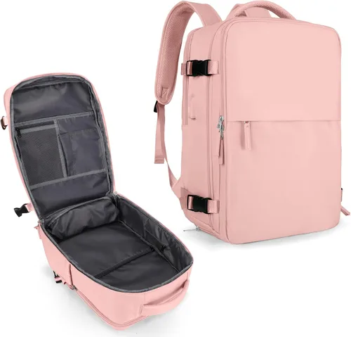 Vista 8 de coowoz Mochila de mano para mujeres y hombres, mochila de viaje aprobada por aerolíneas, mochila deportiva para laptop, A- Beige, Compacto