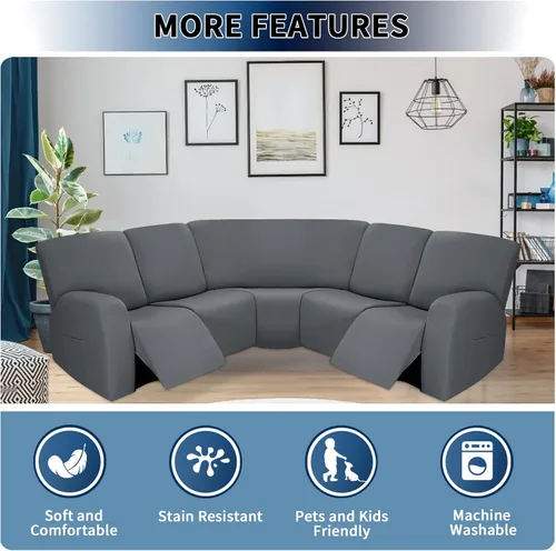 Vista 3 de PureFit Funda de Asiento Adicional para Fundas de Sofá Reclinable, Fundas Súper Elásticas para Sillón Reclinable Grande, Fundas Deslizantes de Sofá