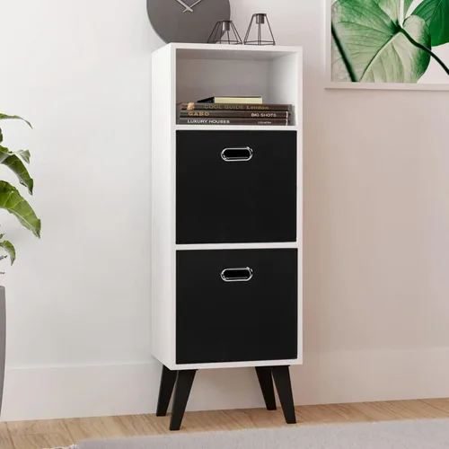 Vista 4 de Cubos de almacenamiento plegables negros, caja de almacenamiento de tela, cestas organizadoras con asas dobles para organizador del hogar (negro)