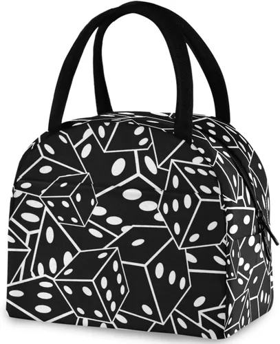 Vista 28 de Bolsa de almuerzo reutilizable con diseño de panal de abeja vintage, con bolsillo frontal, cierre de cremallera, bolsa térmica térmica