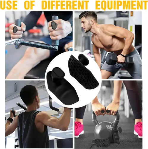 Vista 7 de Agarres antideslizantes para levantamiento de pesas, almohadillas de goma para entrenamiento y ejercicio, protectores de palma