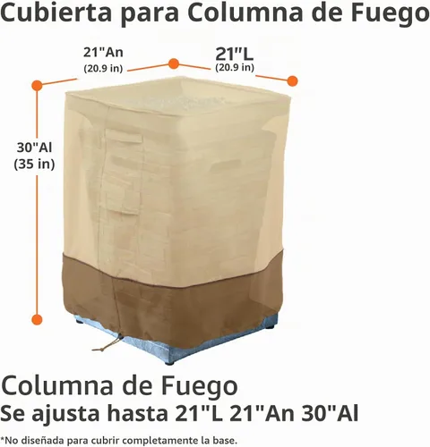 Vista 3 de Classic Accessories Veranda - Funda resistente al agua de 21 pulgadas para columna de fuego de patio, fundas para muebles de patio