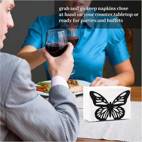 Vista 3 de Servilletero para mesa, soporte de metal para decoración de mesa de comedor, dispensador de servilletas ideal para mesas y encimeras de cocina