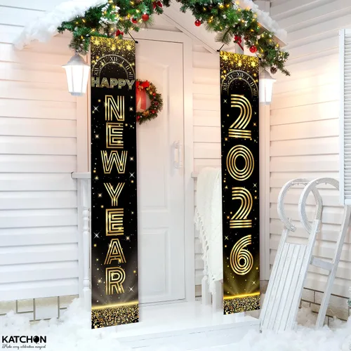 Vista 4 de KatchOn, Cartel extra grande de feliz año nuevo – 72 x 12 pulgadas Decoraciones de Año Nuevo 2026 Suministros de fiesta de Año Nuevo 2026