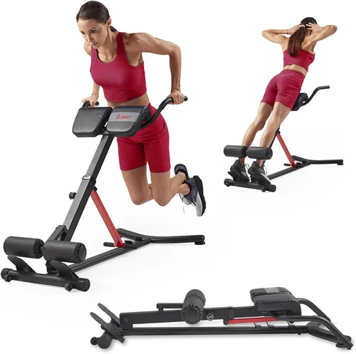 Vista 10 de Sunny Health & Fitness Silla romana multifunción con estación de inmersión y banco para sentarse, equipo de entrenamiento de fuerza ajustable