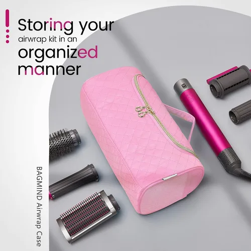 Vista 4 de Estuche de viaje compatible con Dyson Airwrap completo Styler y accesorios, organizador de viaje portátil con gancho colgante oculto para Airwrap