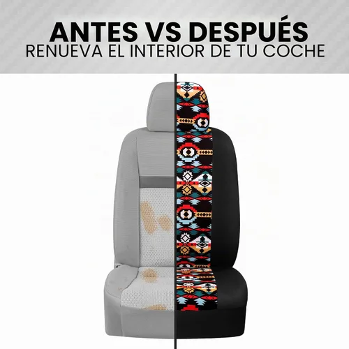Vista 5 de BDK - Fundas para asientos de automóvil con patrón azteca, juego de 2 fundas para asientos delanteros con estampado geométrico que incluye Aztec