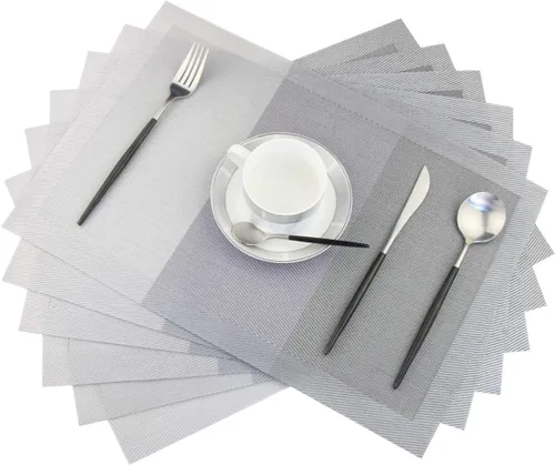 Vista 54 de PIGCHCY Juego de 4 manteles individuales en forma de cuña para mesa de comedor, tejido cruzado, lavables, resistentes al calor, manteles Bambúes