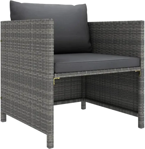 Vista 9 de Sofá de patio de 3 plazas con cojines, cómodo sofá, sofá al aire libre, sofá de patio, muebles de exterior, para patio, porche, césped, jardín o Gris
