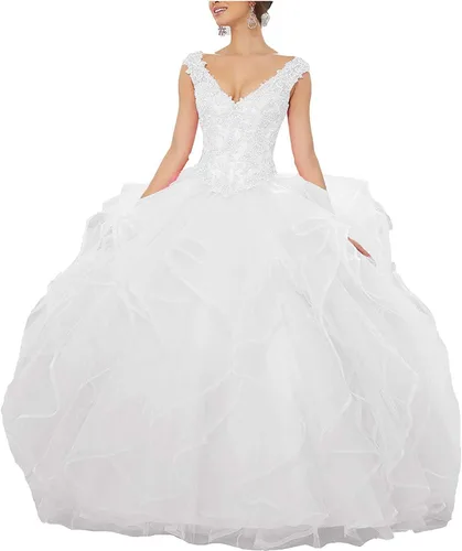 Vista 32 de QXMYOO Vestido de Gala de Quinceañera Sweet 16 Fiesta de Graduación Vestido de Princesa para Adolescentes Negro (Style1-Black)