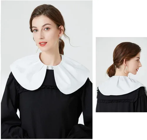 Vista 5 de Blusa de media camisa con cuello falso desmontable para mujeres y niñas