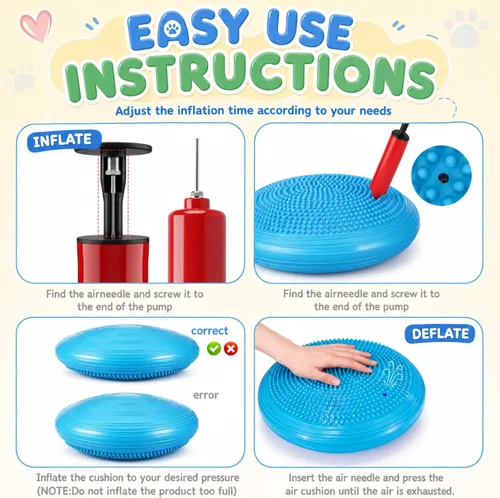Vista 4 de Chalyna 6 cápsulas de equilibrio para perros con bomba de mano, incluyendo 2 discos de almohadilla equilibrada, 4 bolas de masaje con pinchos