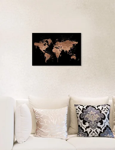 Vista 5 de The Oliver Gal Artist Co. Maps - Lienzo decorativo para pared, diseño de cobre, decoración del hogar, 15 x 10 pulgadas, bronce, negro